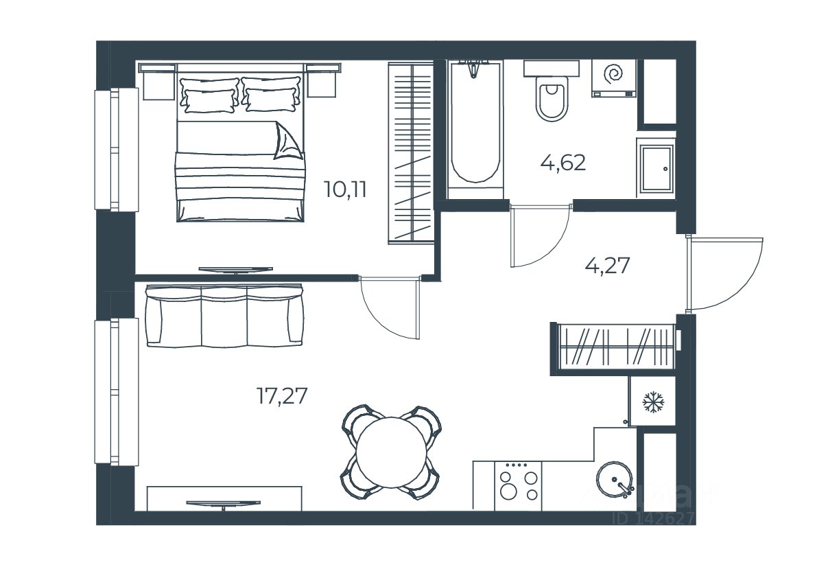 1-к кв. Свердловская область, Екатеринбург ул. Малышева (36.27 м²)