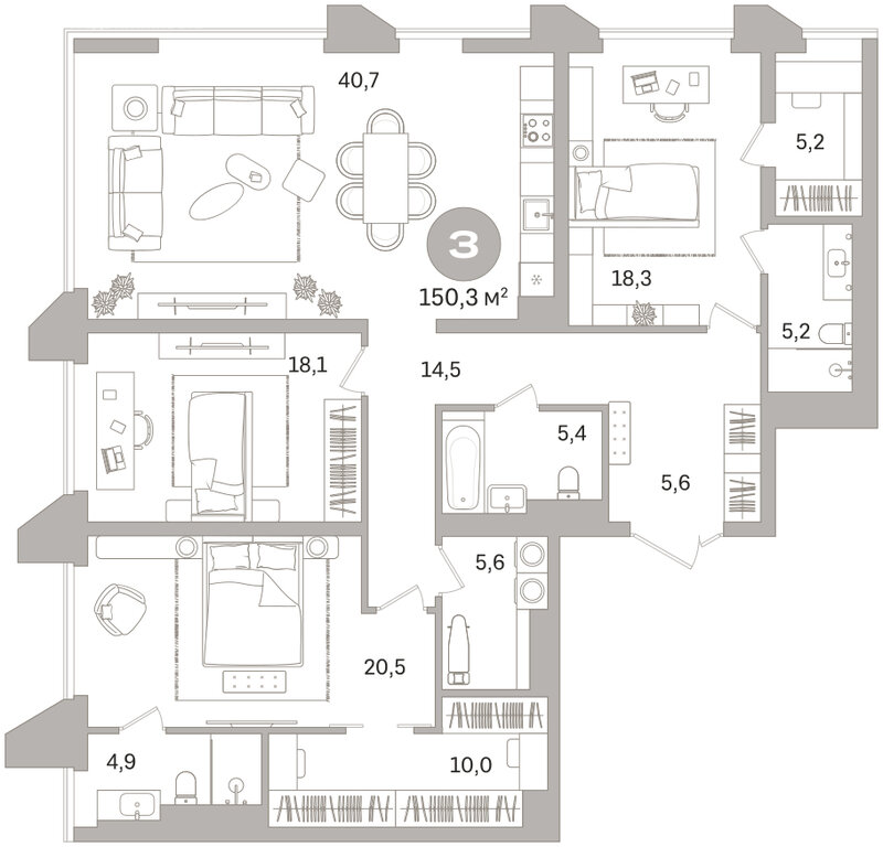 Квартира-студия: Екатеринбург, улица Гоголя, 21 (150.32 м²)