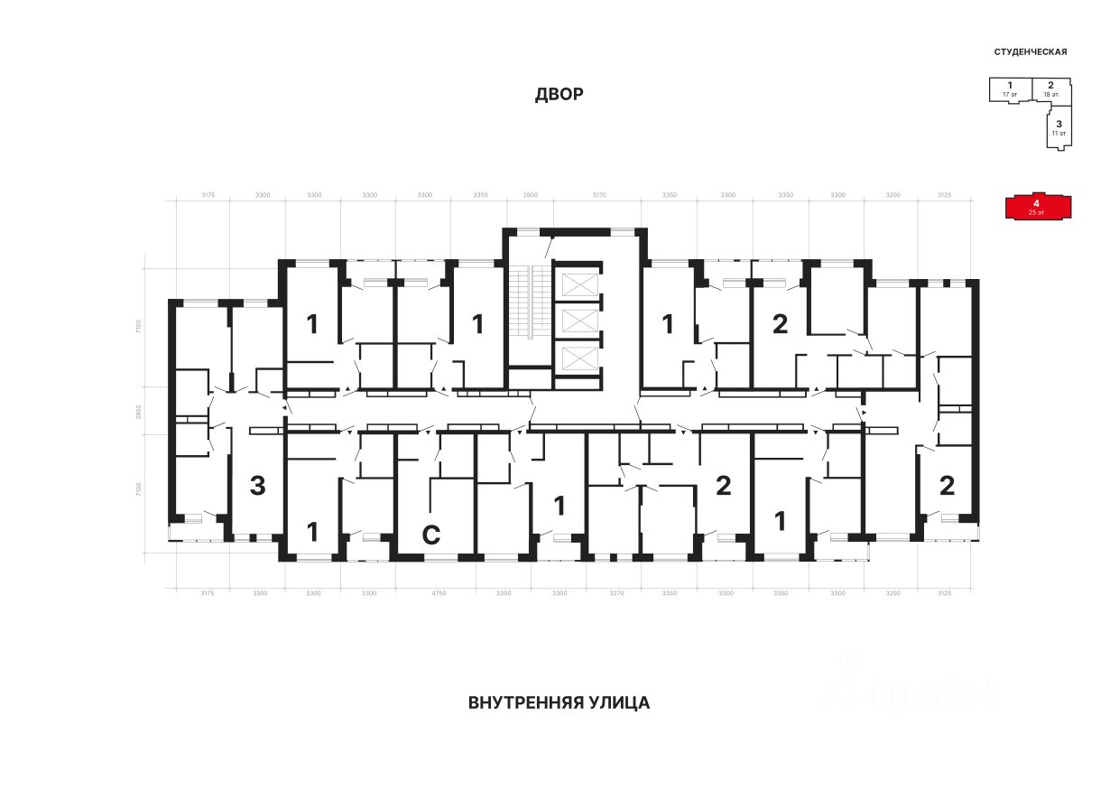 2-к кв. Свердловская область, Екатеринбург ул. Студенческая, 1А (63.3 м²)