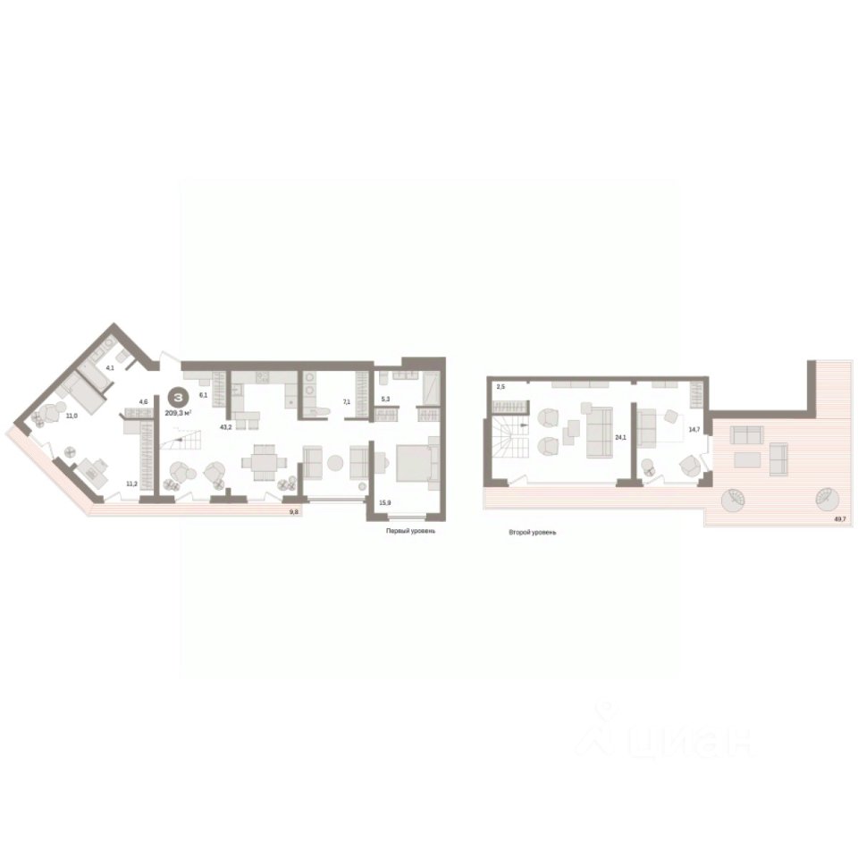 3-к кв. Свердловская область, Екатеринбург ул. Шаумяна, 20 (209.3 м²)