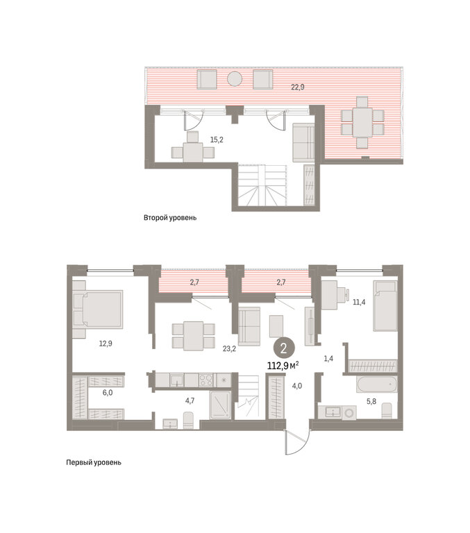 2-комнатная квартира: Екатеринбург, улица Гастелло, 18 (112.88 м²)