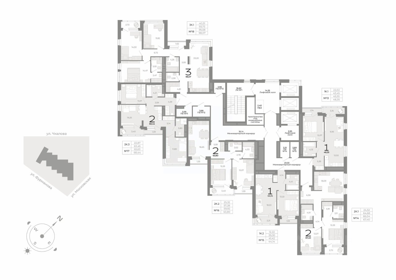 3-к кв. Свердловская область, Екатеринбург ул. Фурманова (98.4 м²)
