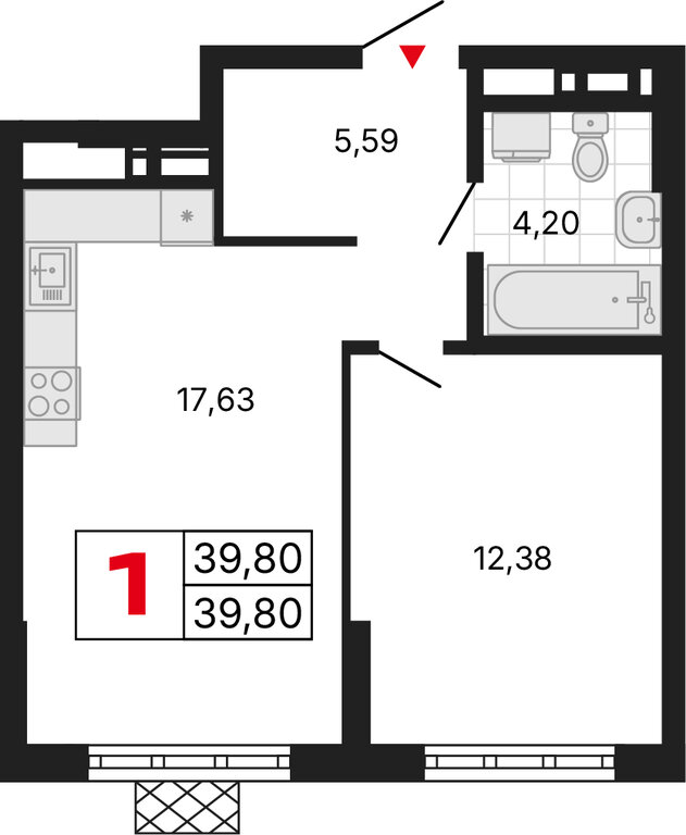 1-комнатная квартира: Екатеринбург, улица Советских Женщин (39.8 м²)