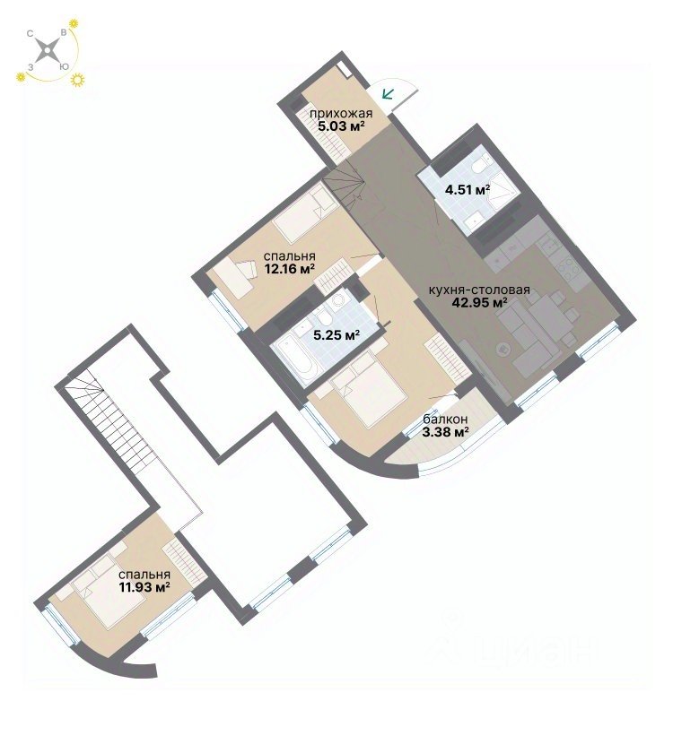 1-к кв. Свердловская область, Екатеринбург ул. Вилонова (87.06 м²)