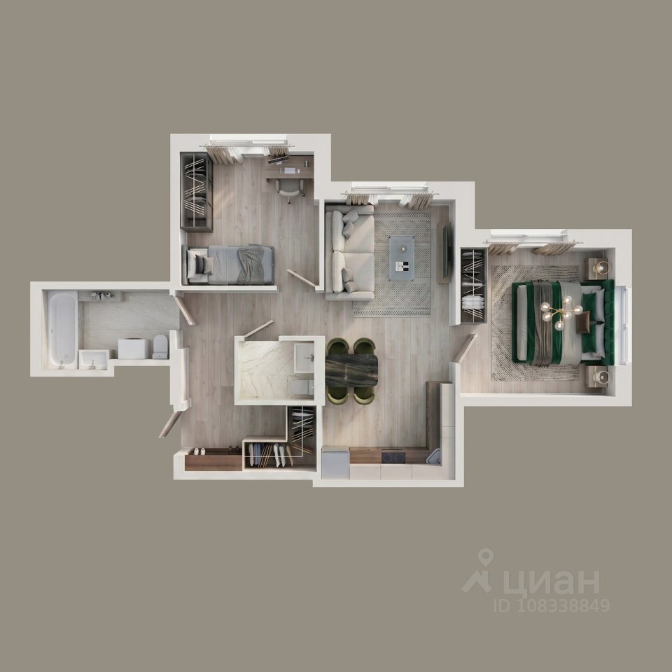 3-к кв. Свердловская область, Екатеринбург Уралмаш жилрайон,  (55.19 м²)