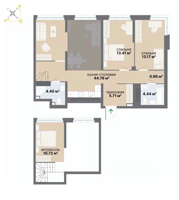 2-к кв. Свердловская область, Екатеринбург ул. Вилонова (99.07 м²)