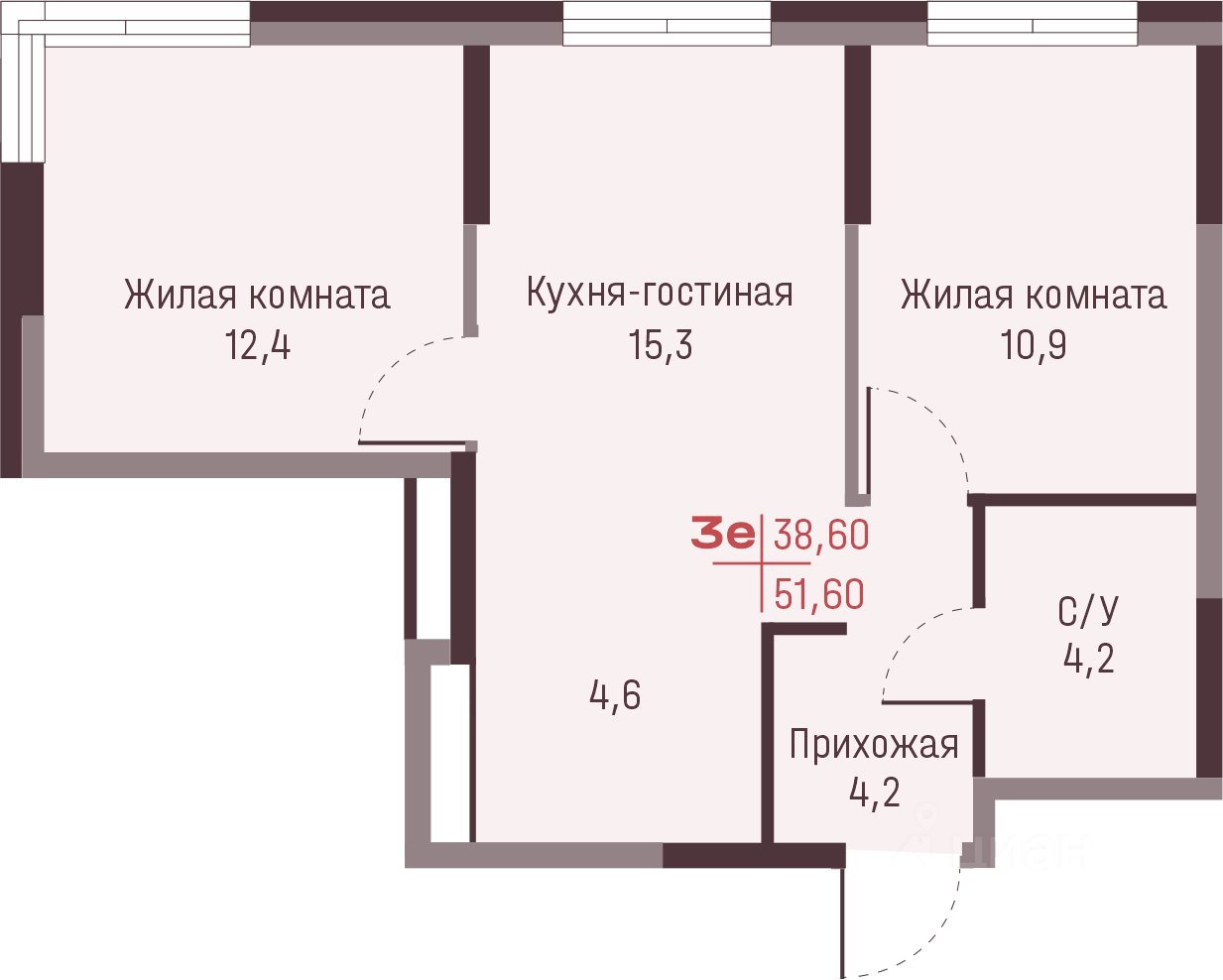 3-к кв. Свердловская область, Екатеринбург ул. Академика Ландау, 13 (51.6 м²)