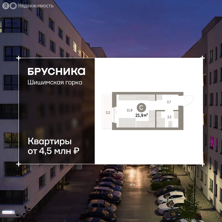 Квартира-студия: Екатеринбург, Благодатская улица, 15 (21.86 м²)