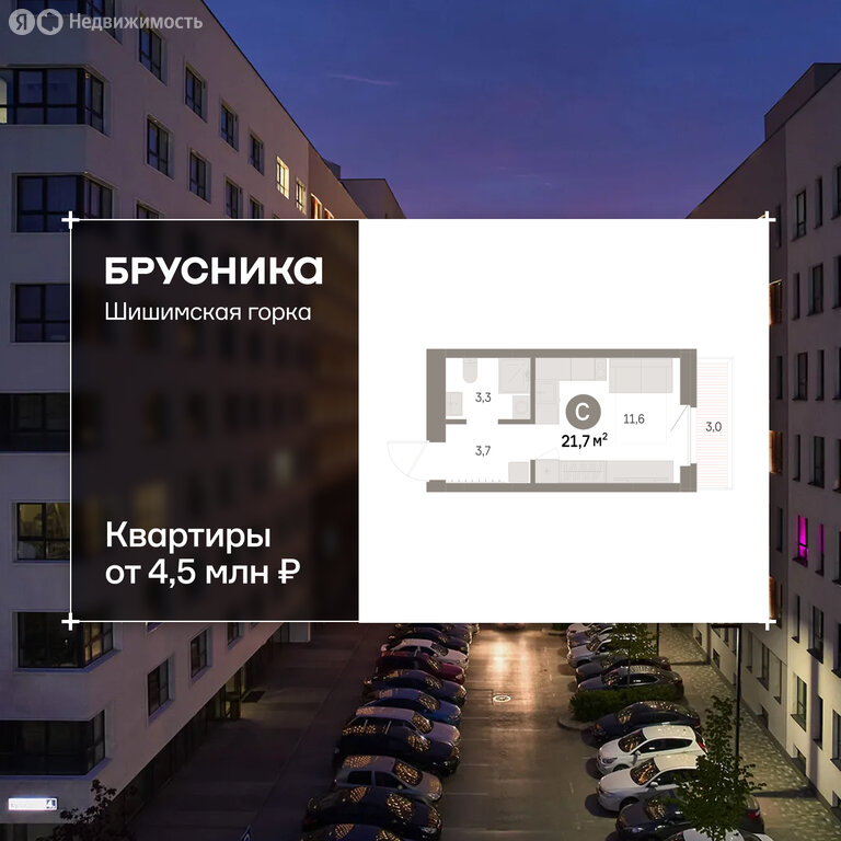 Квартира-студия: Екатеринбург, Благодатская улица, 15 (21.67 м²)