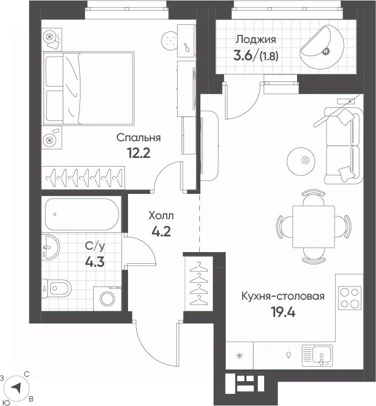 1-к кв. Свердловская область, Екатеринбург Солнечный жилрайон,  (41.9 м²)
