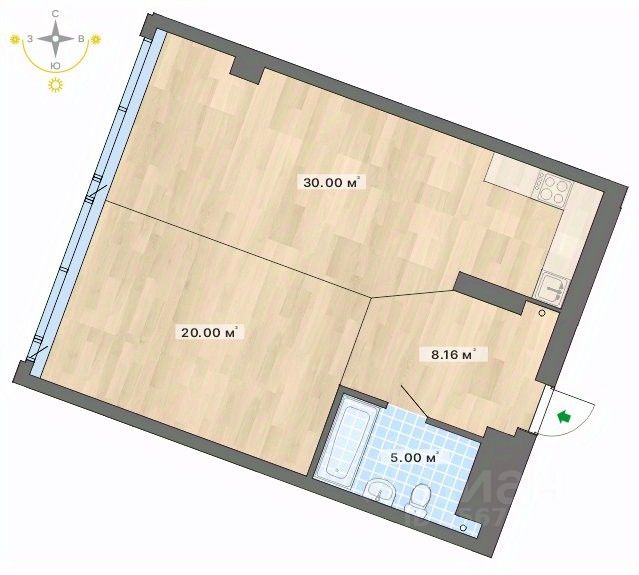 1-к кв. Свердловская область, Екатеринбург ул. Маршала Жукова, 16 (63.16 м²)