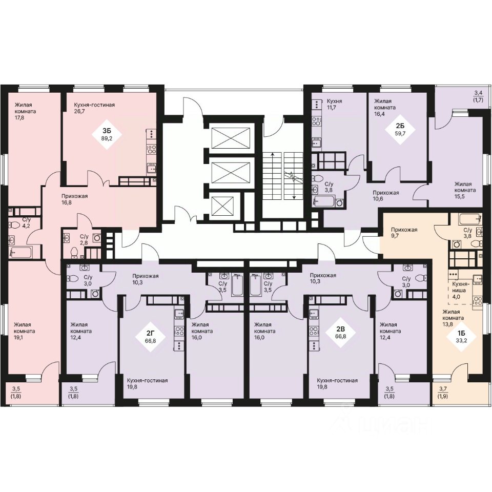 2-к кв. Свердловская область, Екатеринбург просп. Космонавтов, 108/5 (59.65 м²)