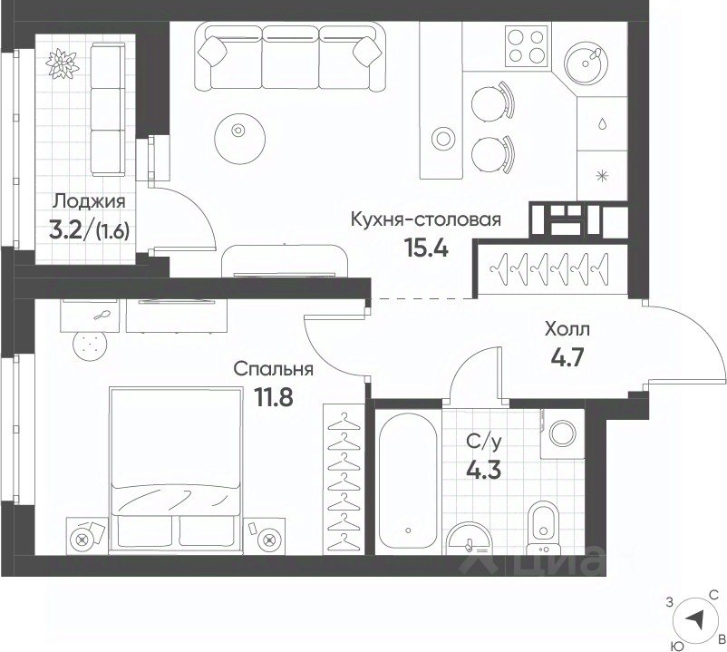 1-к кв. Свердловская область, Екатеринбург Солнечный жилрайон,  (37.8 м²)