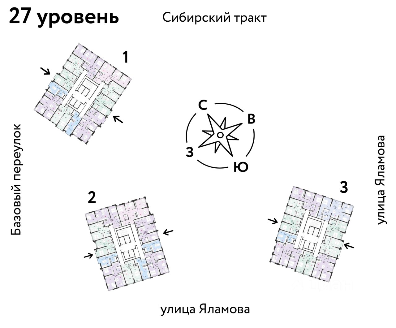 3-к кв. Свердловская область, Екатеринбург тракт Сибирский, 24Д (65.13 м²)