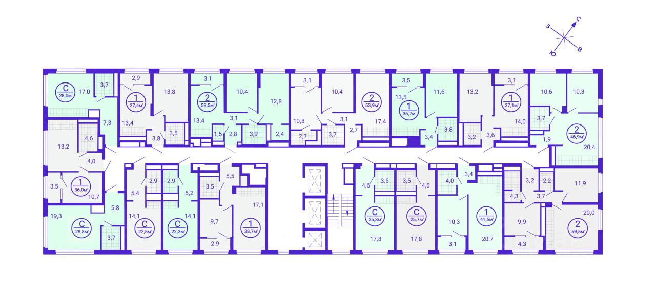1-к кв. Свердловская область, Екатеринбург Уктус жилрайон, Синица Сезоны жилой комплекс (37.28 м²)