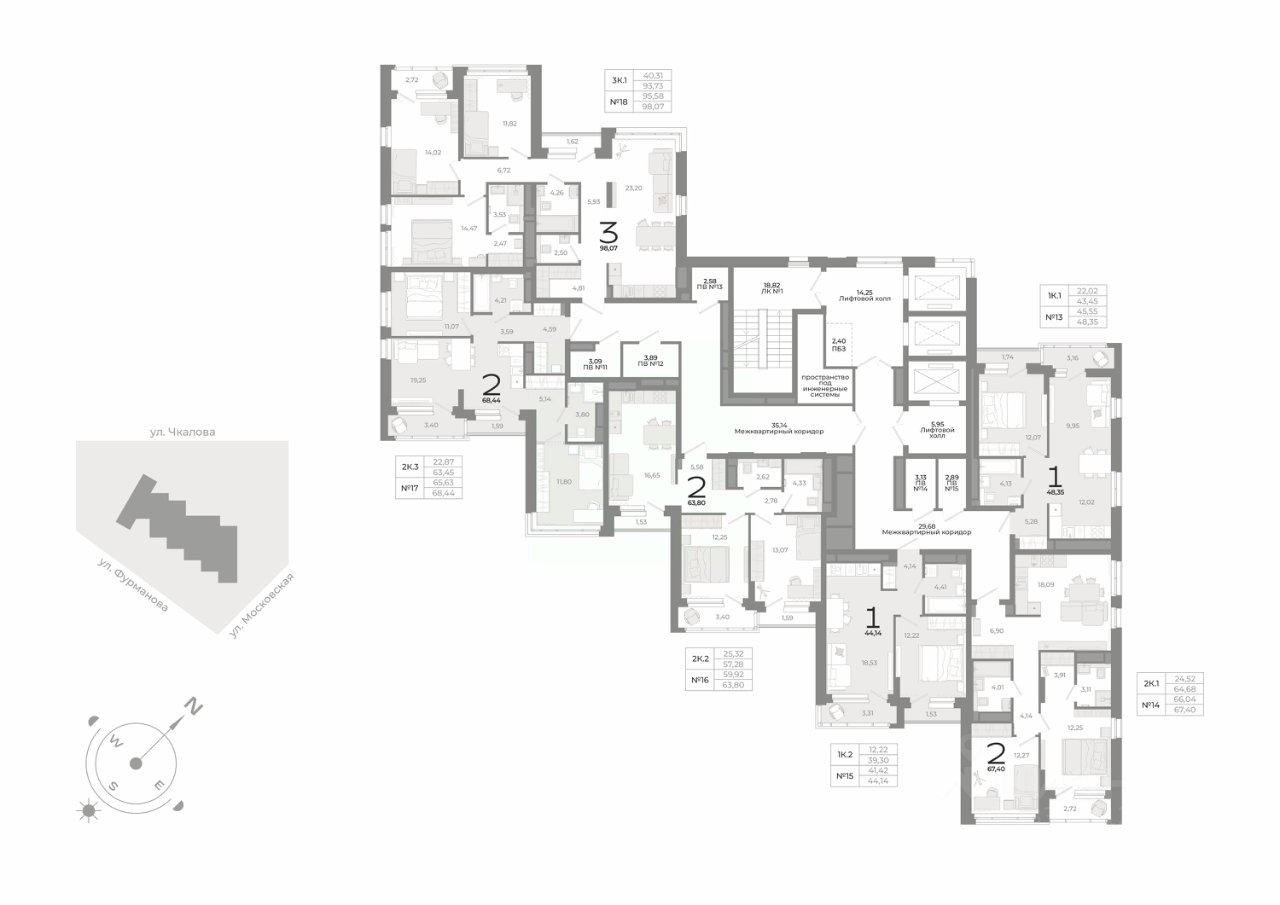 1-к кв. Свердловская область, Екатеринбург ул. Фурманова (43.9 м²)