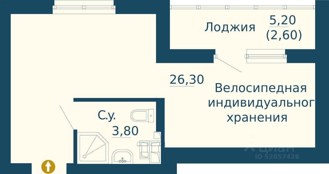 1-к кв. Свердловская область, Екатеринбург ул. Сварщиков (32.7 м²)