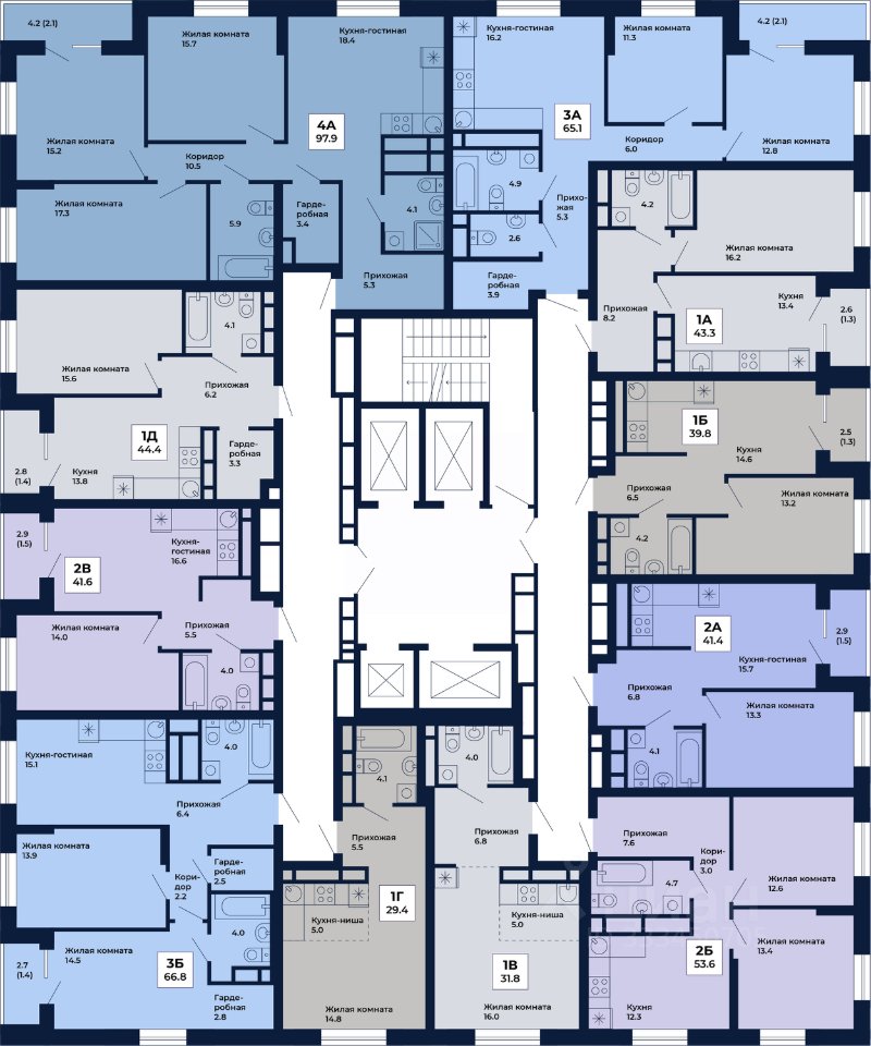 1-к кв. Свердловская область, Екатеринбург Космос жилой комплекс (39.8 м²)