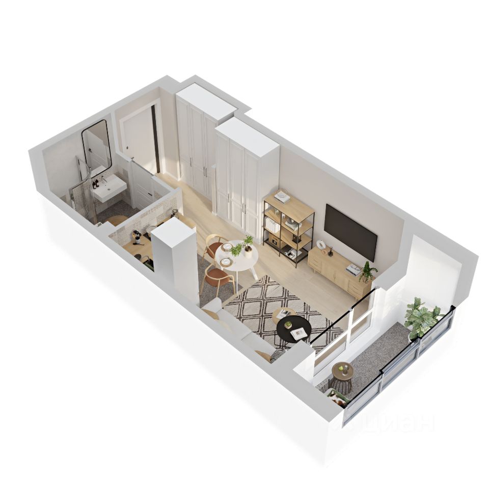 Студия Свердловская область, Екатеринбург ул. Рябинина, 42 (24.28 м²)