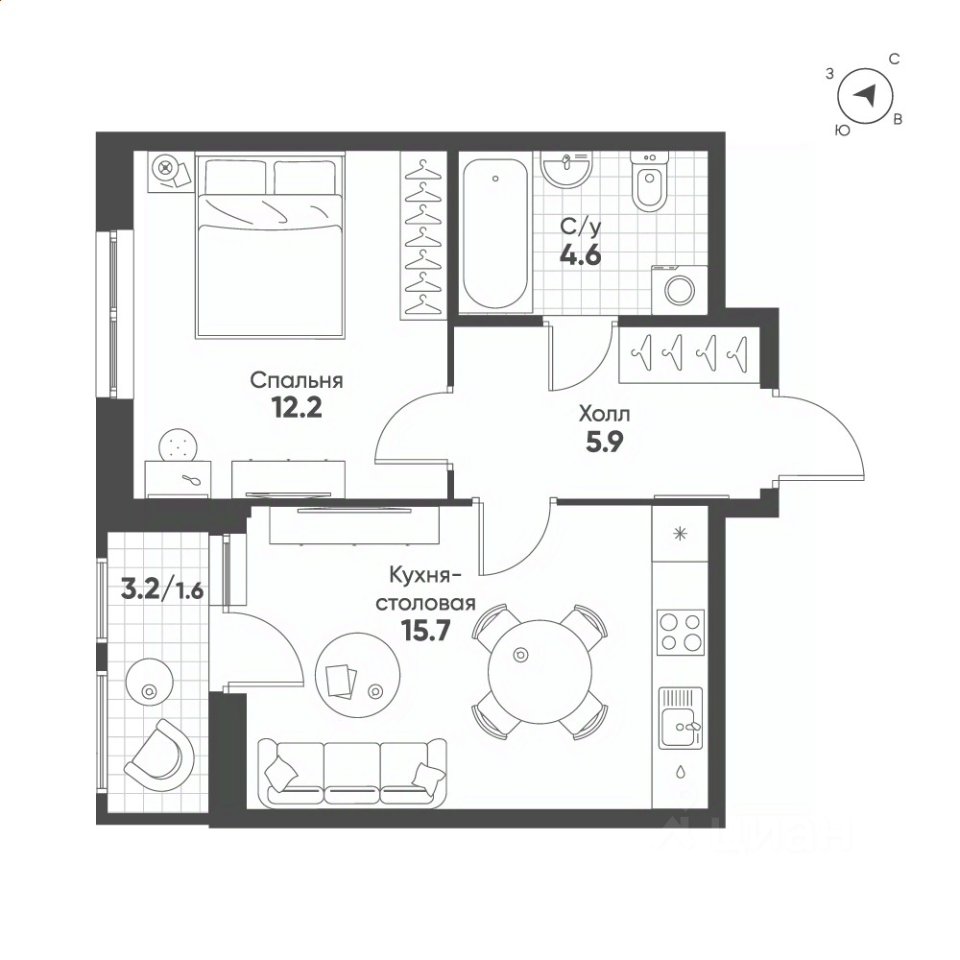1-к кв. Свердловская область, Екатеринбург Солнечный жилрайон,  (40.0 м²)