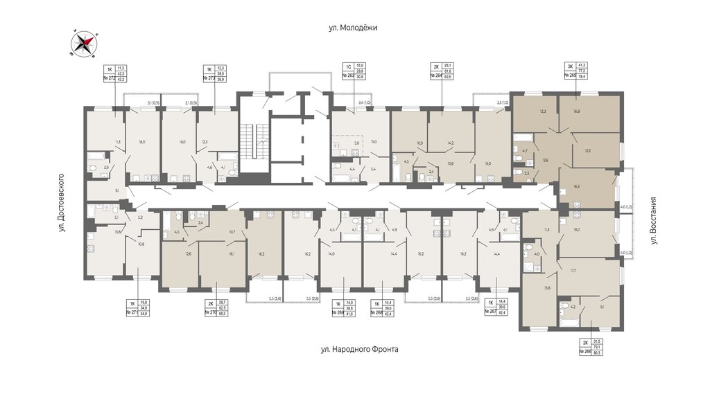 1-комнатная квартира: Екатеринбург, улица Восстания, 131 (41.6 м²)