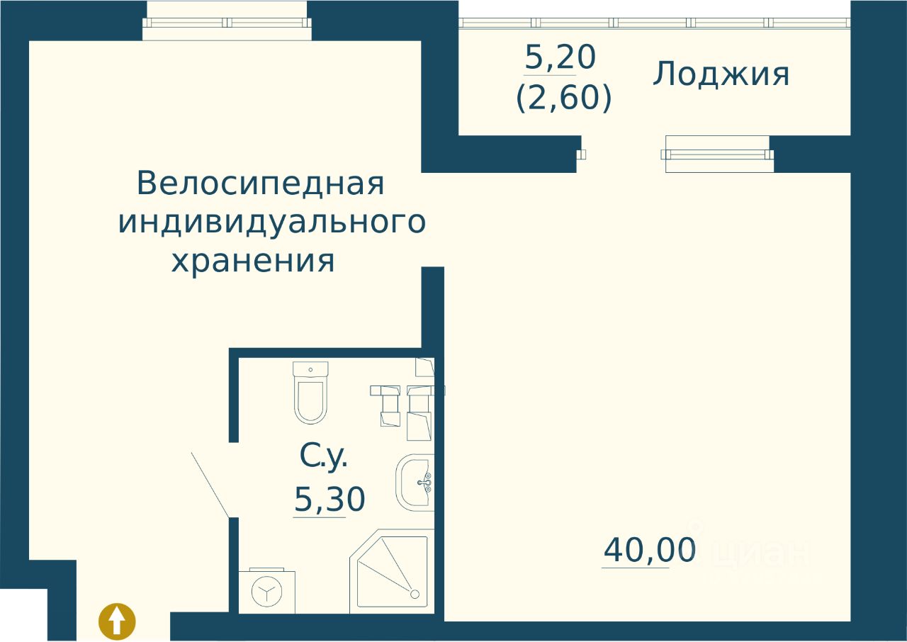 2-к кв. Свердловская область, Екатеринбург ул. Сварщиков (47.9 м²)