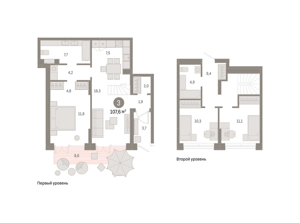3-комнатная квартира: Екатеринбург, улица Гастелло, 19А (107.61 м²)