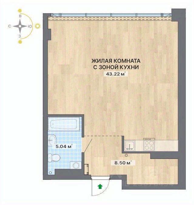 1-к кв. Свердловская область, Екатеринбург ул. Маршала Жукова, 16 (56.76 м²)