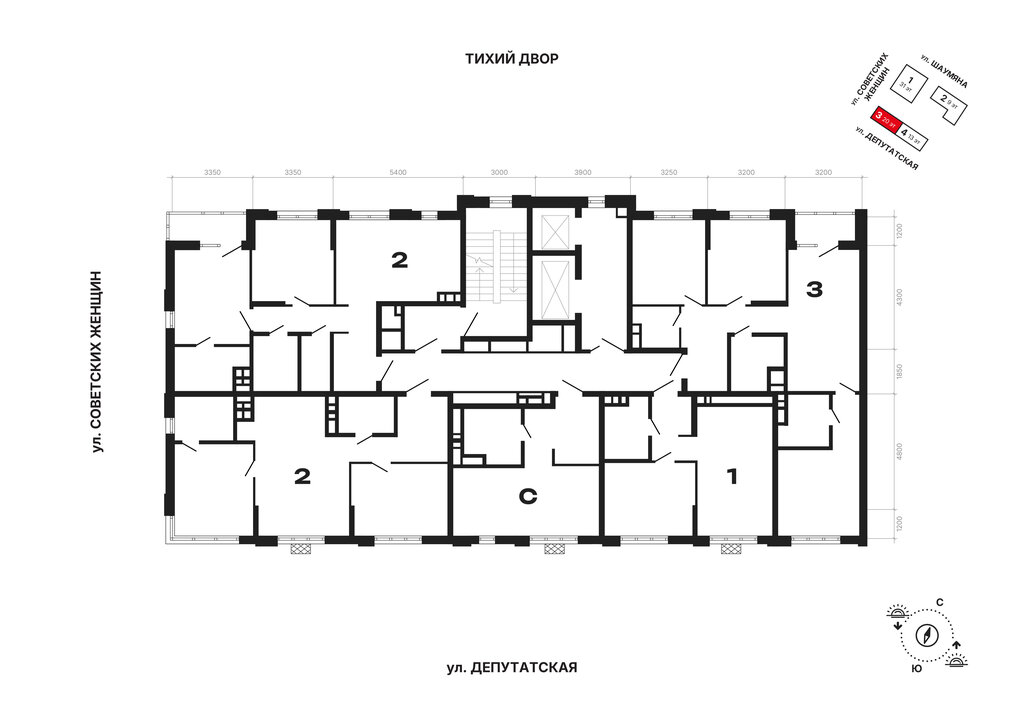 3-комнатная квартира: Екатеринбург, Депутатская улица (76.33 м²)