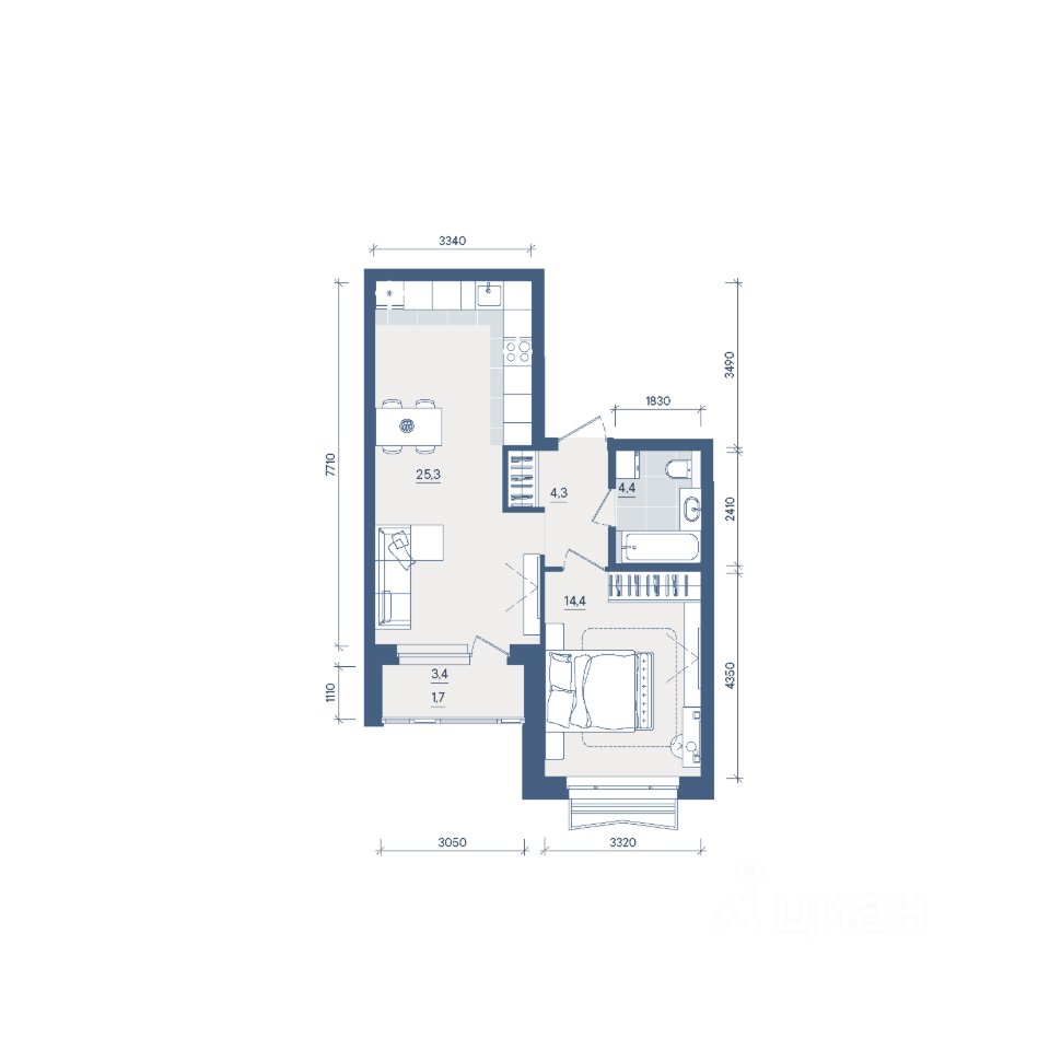 1-к кв. Свердловская область, Екатеринбург ул. Сони Морозовой, 180 (50.1 м²)