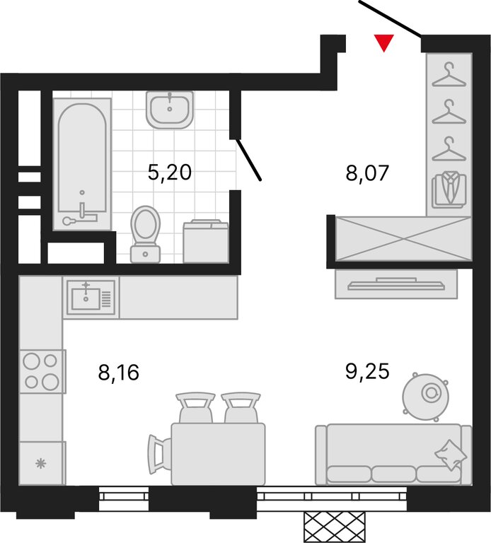Квартира-студия: Екатеринбург, Депутатская улица (30.68 м²)