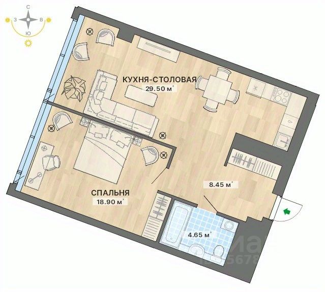 1-к кв. Свердловская область, Екатеринбург ул. Маршала Жукова, 16 (61.5 м²)
