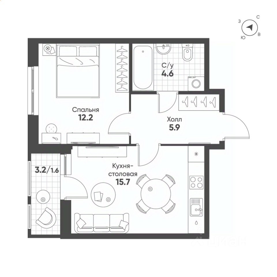 1-к кв. Свердловская область, Екатеринбург Солнечный жилрайон,  (40.0 м²)