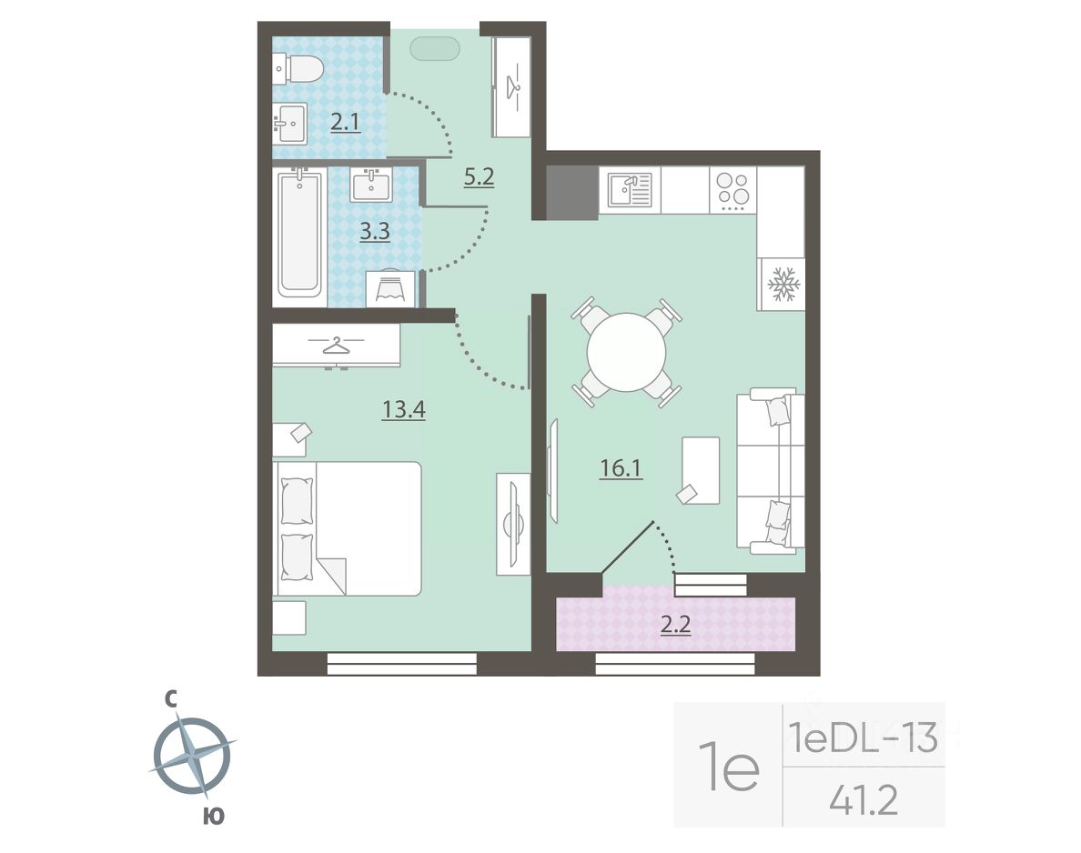 1-к кв. Свердловская область, Екатеринбург ул. Азина, 16/2 (41.3 м²)