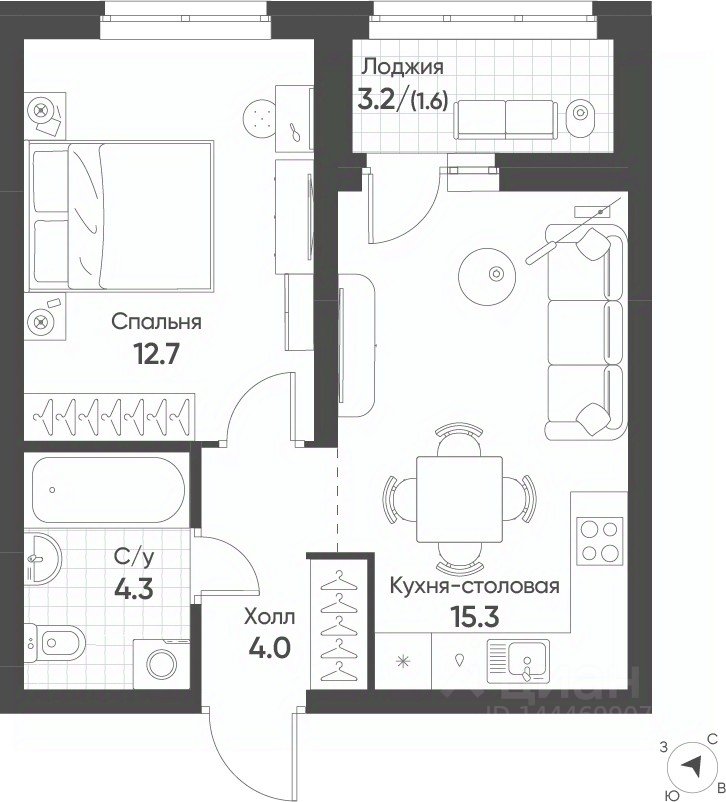 1-к кв. Свердловская область, Екатеринбург Солнечный жилрайон,  (37.9 м²)