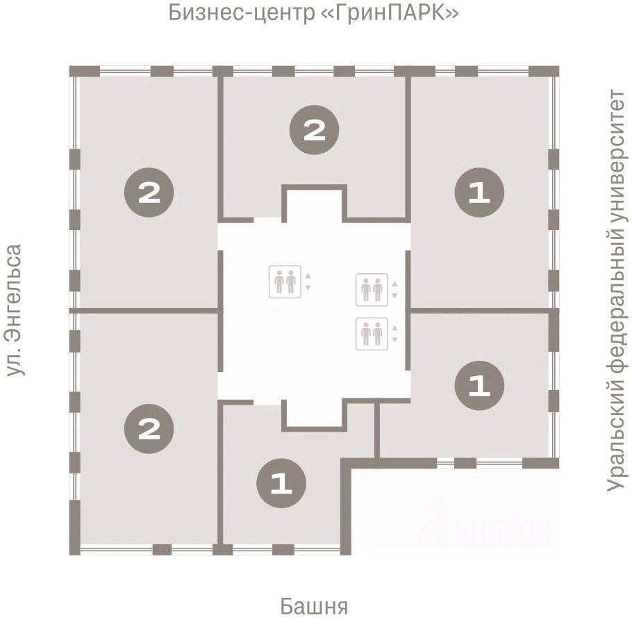 Свободной планировки кв. Свердловская область, Екатеринбург ул. Гоголя, 21 (108.18 м²)