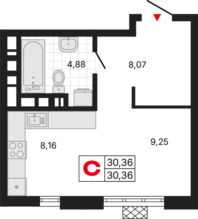 1-комнатная квартира: Екатеринбург, Депутатская улица (30.36 м²)